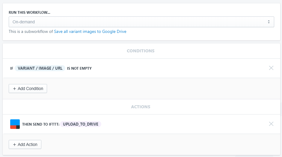 Setup showing the workflow to upload variant images to google drive