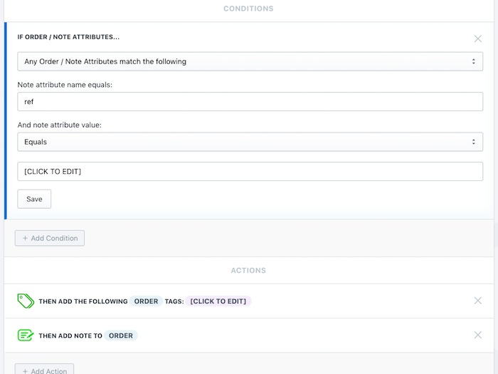 Setup for tracking referral codes using Arigato Automation