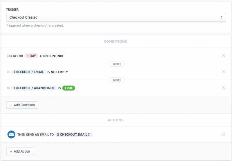 Setup showing how to email customers about their abandoned checkouts in Shopify using Arigato Automation